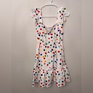 SHEIN Polka Dot Ruffle Strap Mini Dress Tie Back White Multicolor Size M